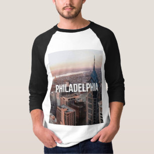 Philadelphia Skyline Aerial View Typography Urban T-Shirt