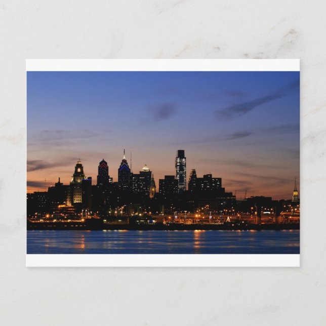 Philadelphia Skyline at Twilight Postcard (Front)
