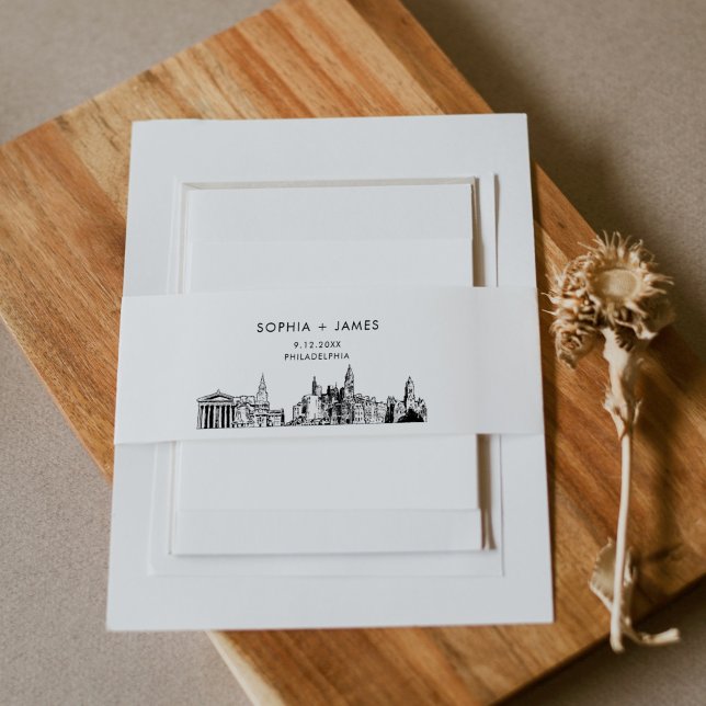 Philadelphia Skyline Belly Band, 2"x11.5" Invitation Belly Band (Creator Uploaded)