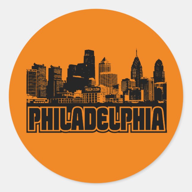 Philadelphia Skyline Classic Round Sticker (Front)