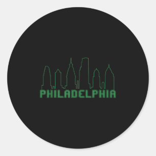 Philadelphia Skyline Downtown Cityscape Brotherly Classic Round Sticker