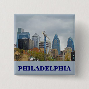 Philadelphia Skyline from the River Walk 15 Cm Square Badge