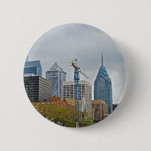 Philadelphia Skyline from the River Walk 6 Cm Round Badge