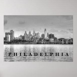 Philadelphia skyline in black and white poster