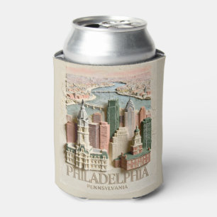 Philadelphia Skyline Modern Textured Cityscape Can Cooler