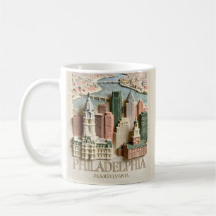 Philadelphia Skyline Modern Textured Cityscape Coffee Mug