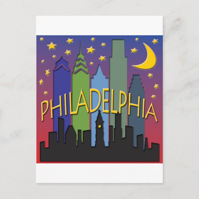 Philadelphia Skyline nightlife Postcard (Front)