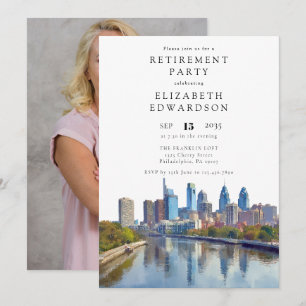 Philadelphia Skyline Retirement Party Photo Invitation
