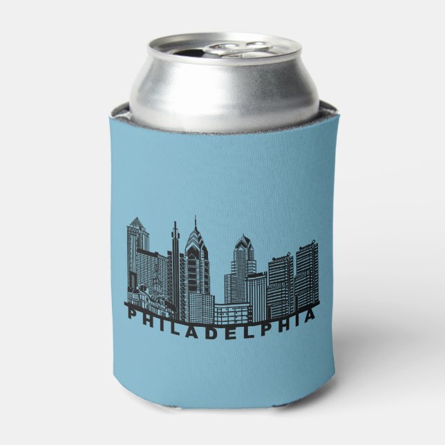 Philadelphia Skyline Silhouette  Can Cooler (Can Front)
