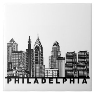 Philadelphia Skyline Silhouette Ceramic Tile