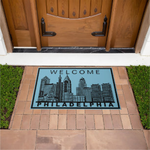 Philadelphia Skyline Silhouette Doormat