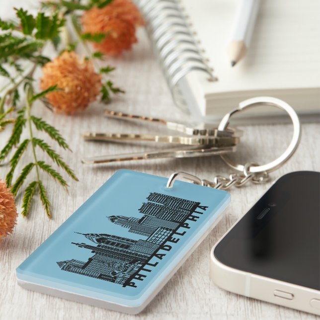 Philadelphia Skyline Silhouette  Key Ring (Front Right)