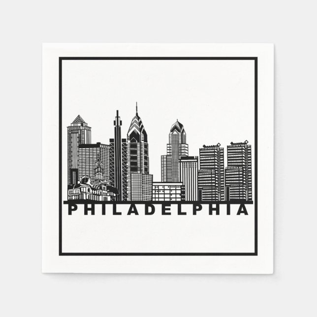 Philadelphia Skyline Silhouette  Napkin (Front)