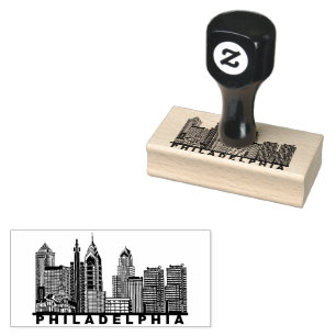 Philadelphia Skyline Silhouette Rubber Stamp