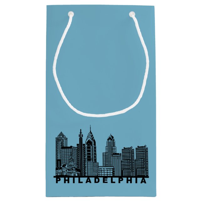 Philadelphia Skyline Silhouette  Small Gift Bag (Back)