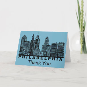 Philadelphia Skyline Silhouette  Thank You Card