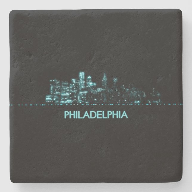 Philadelphia Skyline Stone Coaster (Front)