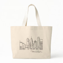 Philadelphia Skyline Tote Bag - Jumbo/Large Size