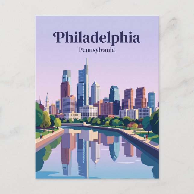 Philadelphia Skyline USA Postcard (Front)