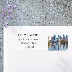 Philadelphia Skyline Watercolor Return Address Label
