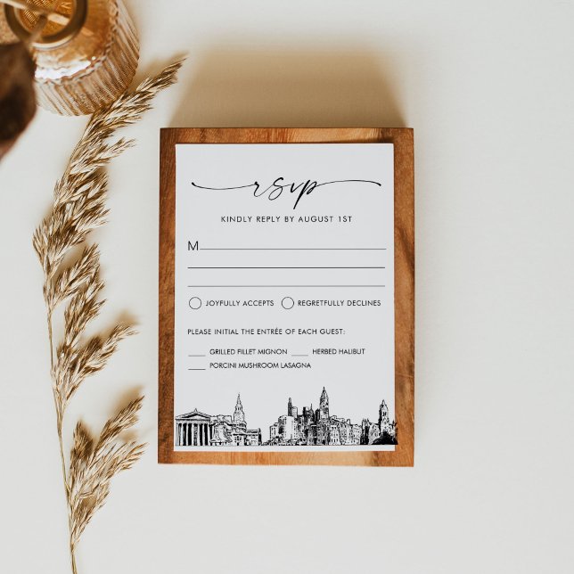 Philadelphia Skyline Wedding RSVP Response Card (Creator Uploaded)
