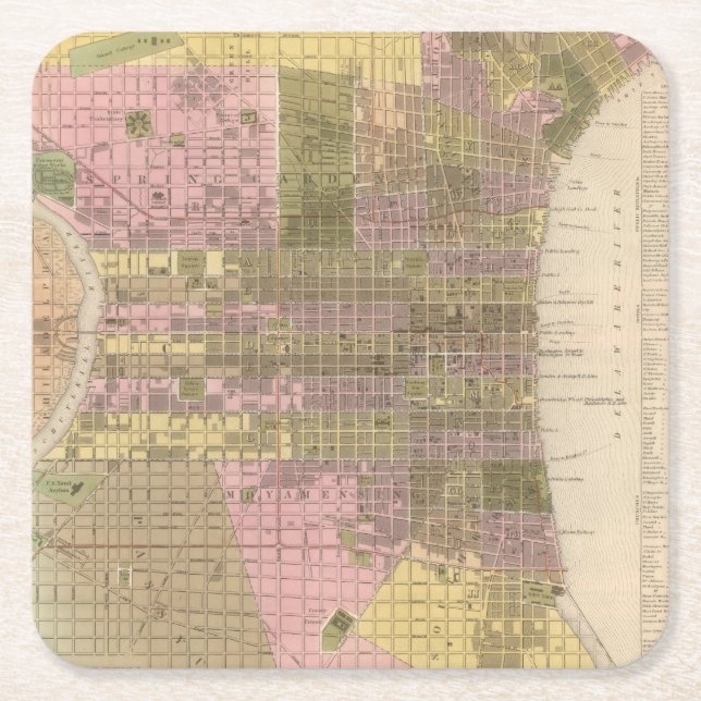 Philadelphia Square Paper Coaster (Front)