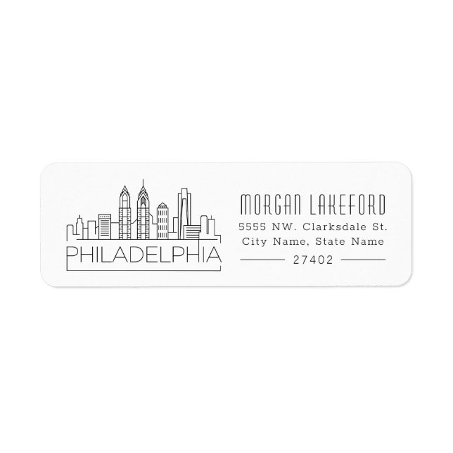 Philadelphia Stylised Skyline | Return Address Label (Front)