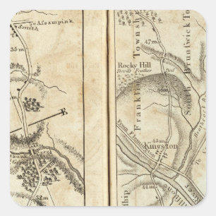 Philadelphia to New York Road Map 2 Square Sticker