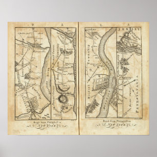 Philadelphia to New York Road Map Poster