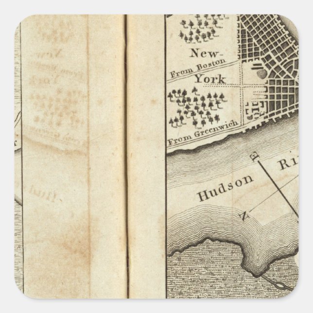 Philadelphia to New York Road Map Square Sticker (Front)