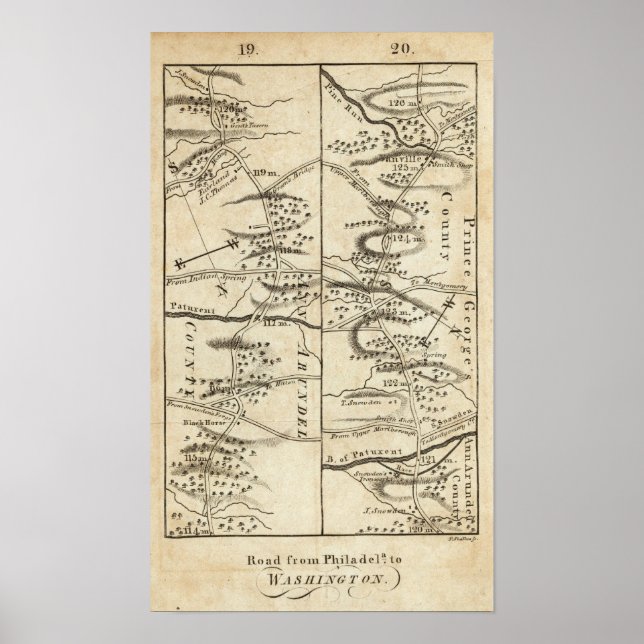 Philadelphia to Washington Road Map Poster (Front)