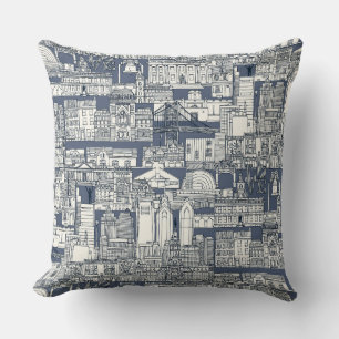 Philadelphia toile blue indigo cushion