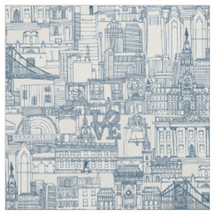 Philadelphia toile cobalt strong white fabric