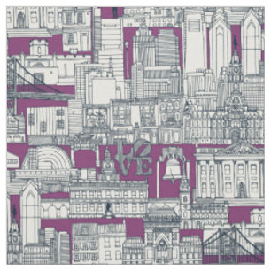 Philadelphia toile purple indigo fabric
