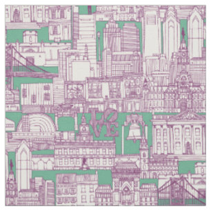Philadelphia toile purple peppermint fabric