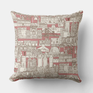 Philadelphia toile rose chocolate cushion