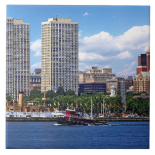 Philadelphia - Tugboat by Philadelphia Skyline II Ceramic Tile
