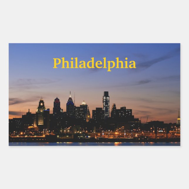 Philadelphia Twilight Skyline Sticker (Front)