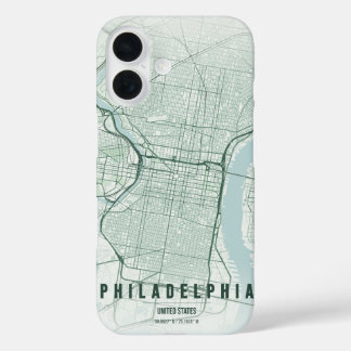 Philadelphia USA City Map Minimal Design iPhone 16 Case