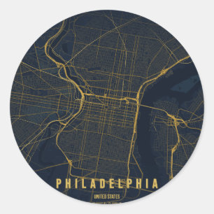 Philadelphia USA City Map Minimal Design Classic Round Sticker