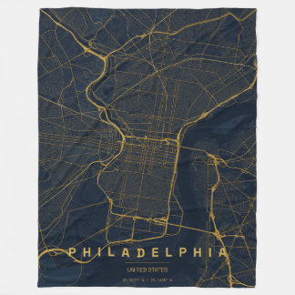 Philadelphia USA City Map Minimal Design Fleece Blanket