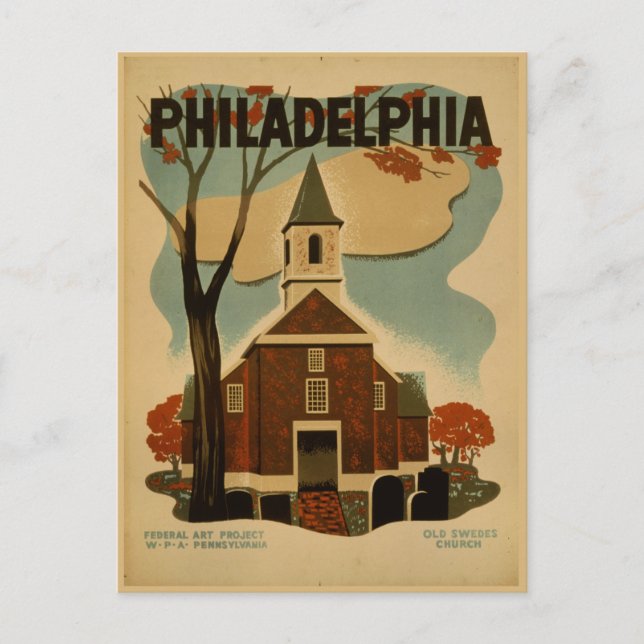 Philadelphia vintage travel poster,  postcard (Front)