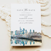 PHILADELPHIA Watercolor City Skyline Save the Date