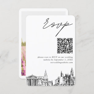 Philadelphia Wedding Modern RSVP QR Code Enclosure Card