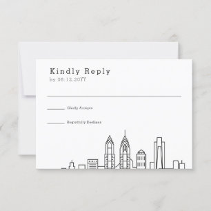 Philadelphia Wedding   Stylised Skyline RSVP Card