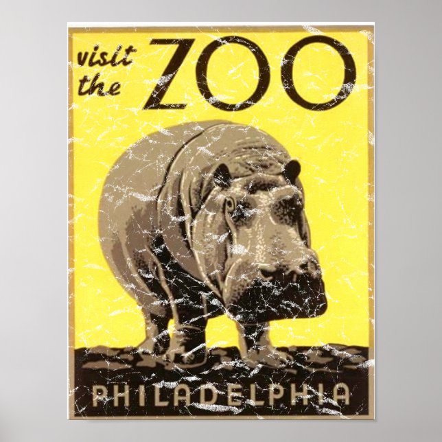 Philadelphia Zoo-Hippo Distressed Poster (Front)