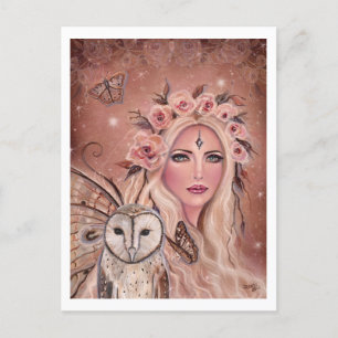 Philantha fairy with owl by Renee Lavoie Postcard