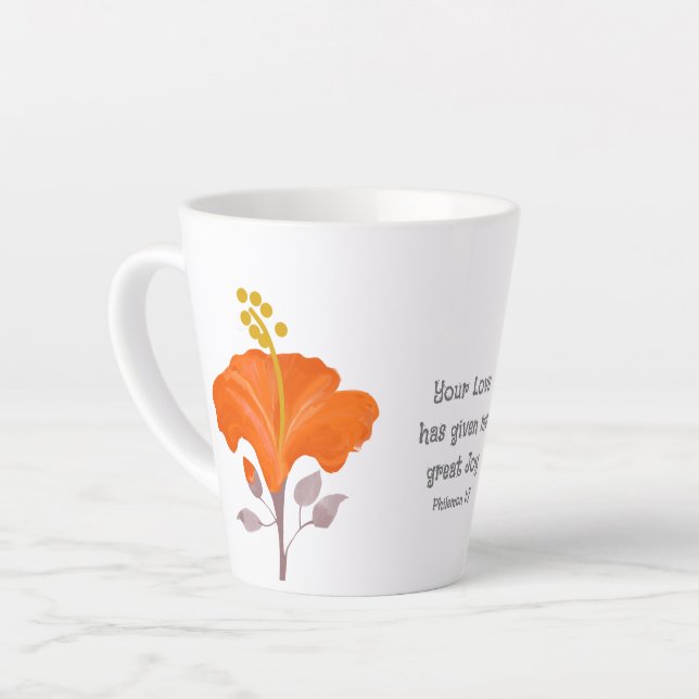 Philemon 1:7 Christian Tropical Hibiscus Flower  Latte Mug (Left Angle)