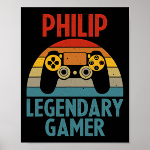 Philip Gift Name Personalised Funny Gaming Geek Bi Poster