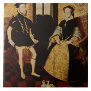 Philip II and Mary I, 1558 Ceramic Tile